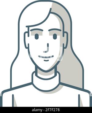 Illustration einer jungen Frau mit einem glücklichen Ausdruck. Die Zeichnung wird mit einfachen Linien gemacht. Stock Vektor