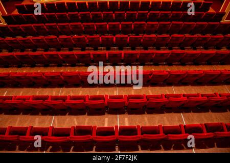 München, Deutschland. März 2021. Das Auditorium im geschlossenen Kino am Sendlinger Tor. (To dpa 'When it finally startes again: Kinos we Look forward to') Quelle: Peter Kneffel/dpa/Alamy Live News Stockfoto