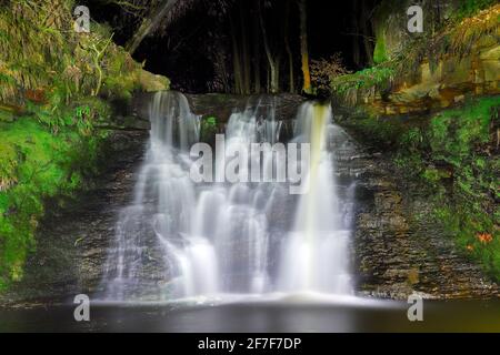 Goit Stock Wasserfall in der Nähe von Haworth in West Yorkshire, Großbritannien Stockfoto