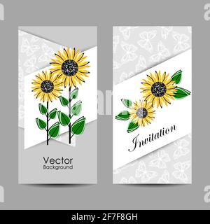 Set von vertikalen Fahnen mit schönen Blumen Stock Vektor