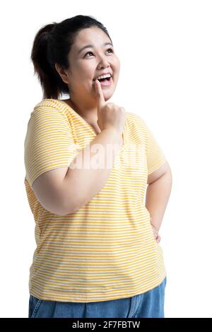 Junge Frau mit Finger auf die Lippen Stockfoto