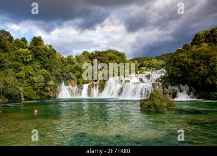 Wasserfälle im Nationalpark Krka im Süden Kroatiens, Europa Stockfoto