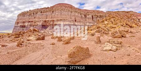 Der östliche Rand der Clam Bed Mesa entlang des Red Basin Trail im Petrified Forest National Park, Arizona, USA, Nordamerika Stockfoto