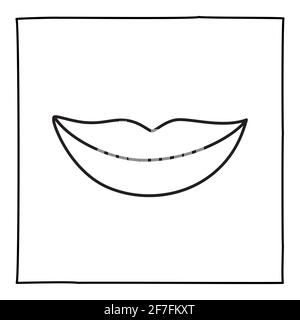 Doodle-Smile-Symbol oder -Logo, handgezeichnet mit dünner schwarzer Linie. Stock Vektor
