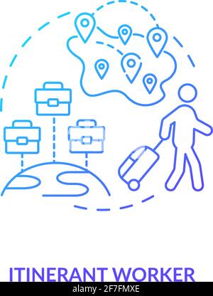 Symbol für blaues Gradientenkonzept des Wanderarbeiters Stock Vektor