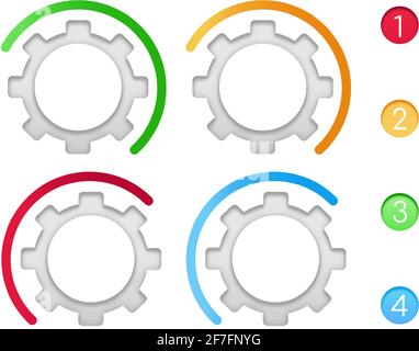 Zahnräder mit Farbliniensatz für Vektor-Infografik-Elemente Stock Vektor