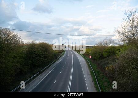 A30; Cornwall mit Blick auf Truro ohne Verkehr;