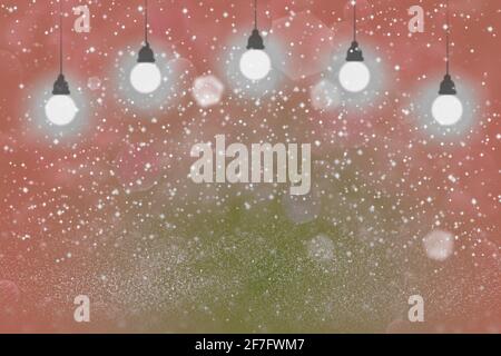 Schöne glänzende abstrakte Hintergrund Glühbirnen mit Funken fliegen unbelaugt Bokeh - Festival-Mockup-Textur mit leerem Raum für Ihre Inhalt Stockfoto