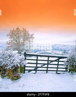 Großbritannien, Cumbria, Lake District National Park, Bampton Grange, Schneeszene, Stockfoto