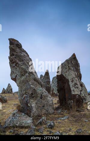 Armenia, Sisian, Zorats Karer also know as Karahundj or Carahunge - meaning speaking stones, Ancient tombs Stock Photo