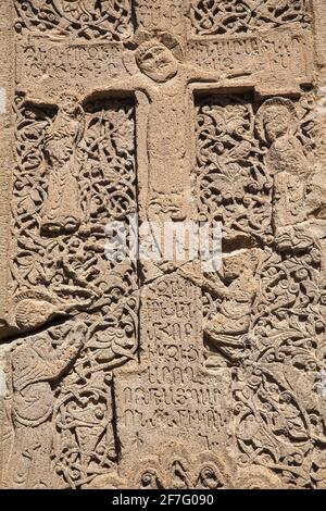 Armenien, Etschmiadzin, Kirche der Heiligen Hripsime, Khatchkars Stockfoto