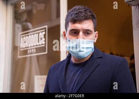 Rom, Italien. April 2021. Antonio Russo, einer der Besitzer des Restaurants "Agrodolce" in Rom (Foto: Matteo Nardone/Pacific Press/Sipa USA) Quelle: SIPA USA/Alamy Live News Stockfoto