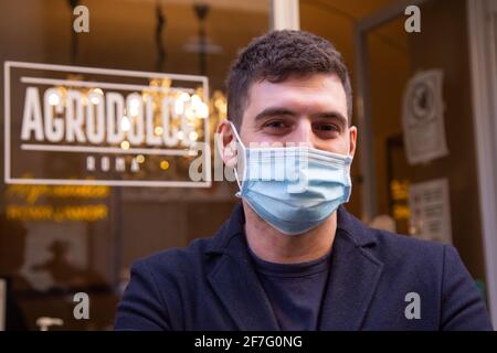 Rom, Italien. April 2021. Antonio Russo, einer der Besitzer des Restaurants "Agrodolce" in Rom (Foto: Matteo Nardone/Pacific Press/Sipa USA) Quelle: SIPA USA/Alamy Live News Stockfoto