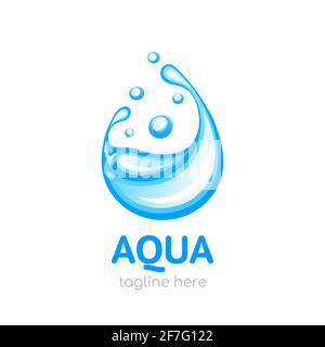 Aqua-Logo. Designkonzept von sauberem Wasser. Wassertropfen-Symbol, Logo-Vorlage, Symbol für Ihr Design. Vektordarstellung isoliert auf weißem Hintergrund Stock Vektor