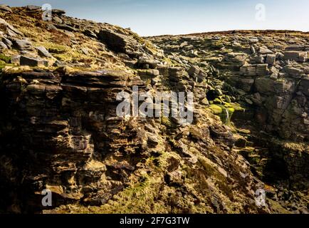 Kinder Downfall, Kinder Scout, Peak District National Park, Derbyshire, Großbritannien Stockfoto