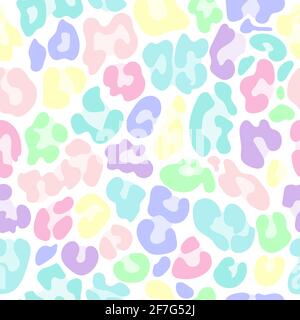 Leopard Muster Design in Regenbogenfarben - lustige Zeichnung nahtlose Ozelot-Muster. Schriftzug Poster oder T-Shirt Textil-Grafik-Design. Tapete, wickeln Stock Vektor
