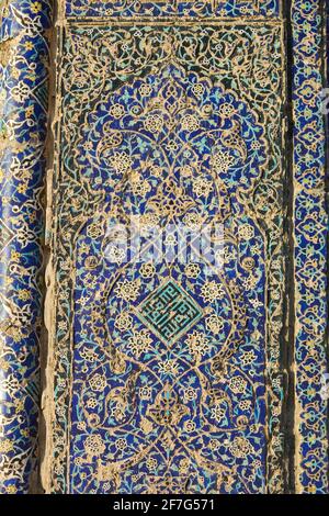 Detail der Fliesenarbeiten, Blaue Moschee, Tabriz, Iran Stockfoto