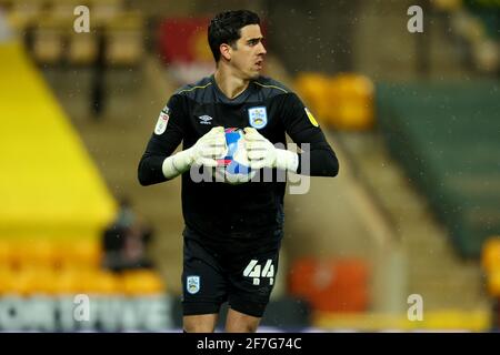 6. April 2021; Carrow Road, Norwich, Norfolk, England, English Football League Championship Football, Norwich gegen Huddersfield Town; Joel Pereira von Huddersfield Town Stockfoto