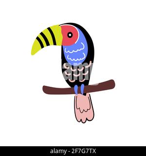 Abstrakte handgezeichnete Tukan-Vogel-Vektor-Ilustration Stock Vektor