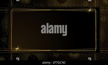 Schwarzer Luxus-Hintergrund mit goldenem Rahmen. Vektorgrafik Stock Vektor