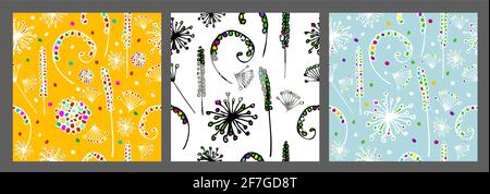 Ein nahtloser Hintergrund aus stilisierten niedlichen Blumen. Vektorgrafik Stock Vektor