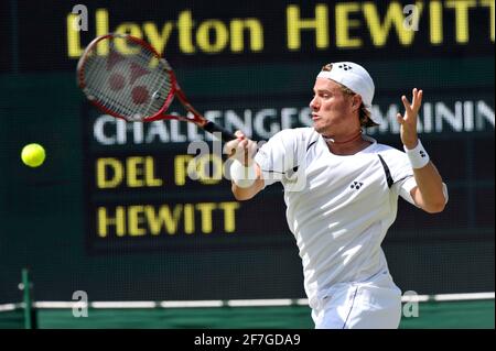 WIMBLEDON 2009 4th TAGE. JUAN MARTIN DEL POTRO V LLEYTON HEWITT. 25/6/09. BILD DAVID ASHDOWN Stockfoto