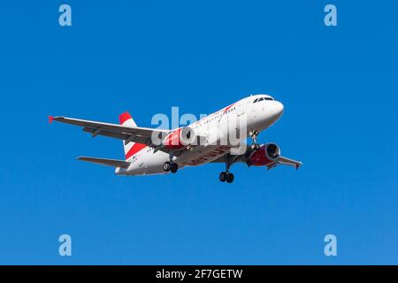 Boryspil, Ukraine - 10. März 2021: Austrian Airlines Airbus A319-112 Stockfoto