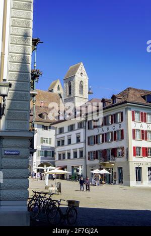 Hauptmarkerplatz in Rapperswil-Jona, Kanton St. Gallen, Schweiz. Stockfoto