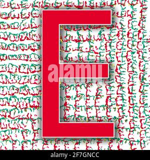 Quadratische Grafik mit einem bunten Großbuchstaben E als Großbuchstaben, Version Sommer Stockfoto