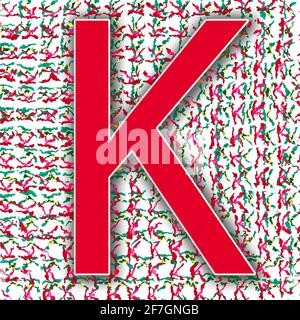 Quadratische Grafik mit einem bunten Großbuchstaben K als Großbuchstaben, Version Sommer