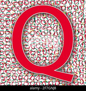 Quadratische Grafik mit einem bunten Großbuchstaben Q als Großbuchstaben, Version Sommer