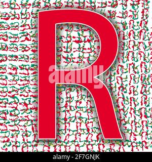 Quadratische Grafik mit einem bunten Großbuchstaben R als Großbuchstaben, Version Sommer