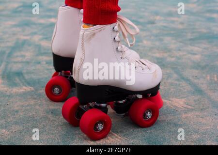 Lernen von Rollschuh Stockfoto