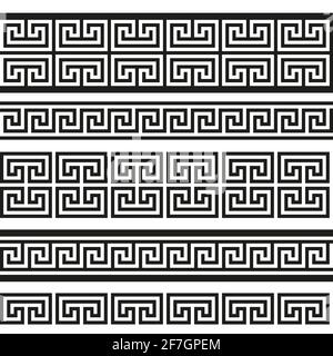 Griechischer Schlüssel nahtloses Muster. Geometrischer Mäander. Abstrakter Vektor Vintage Hintergrund Stock Vektor