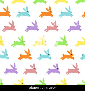 Muster mit mehrfarbigen Osterhasen. Stock Vektor