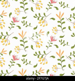 Stilisierte Sommerblumen auf weißem Hintergrund. Stock Vektor