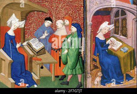 Christine de Pizan. Illustration für das Buch der Stadt der Damen von der mittelalterlichen Dichter und Autor, Christine de Pizan oder Pisan (B. Cristina da Pizzano, 1364 – c. 1430) Stockfoto