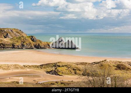 Frühsommer in Three Cliffs Bay Stockfoto