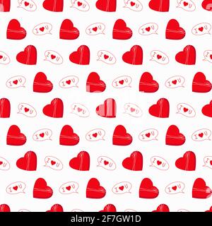 Muster mit einer roten Geschenkbox und einer Botschaft der Liebe. Zum Valentinstag. Stock Vektor