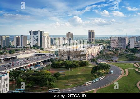 Luftaufnahme von Brasilia und South Banking Sektor - Brasilia, Distrito Federal, Brasilien Stockfoto