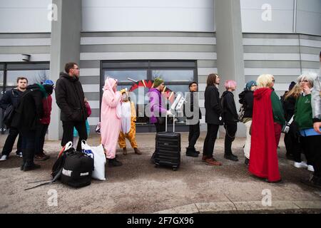 Das Spiel- und Cosplay-Festival NärCon Winter 2016 in der Saab Arena, Linköping, Schweden. Stockfoto