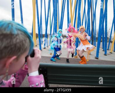 Das Spiel- und Cosplay-Festival NärCon Winter 2016 in der Saab Arena, Linköping, Schweden. Stockfoto