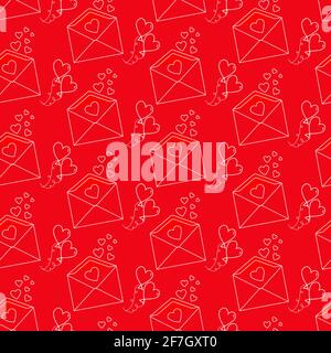 Muster mit Brief und Luftballons für Valentinstag. Stock Vektor