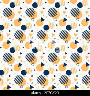 Memphis-Muster. Kreise und Dreiecke in verschiedenen Farben. Stock Vektor