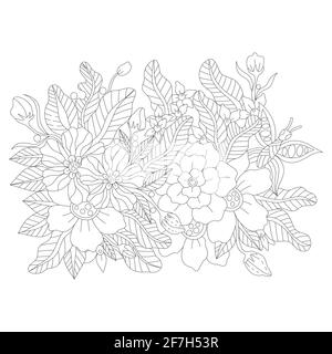 Skizzieren Sie Doodle Bohemian Blumen in schwarz und weiß für Erwachsene Malbücher, monocrome floralen Vektor-Muster. Stock Vektor