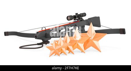 Kundenbewertung der Armbrust. 3D-Rendering auf weißem Hintergrund isoliert Stockfoto
