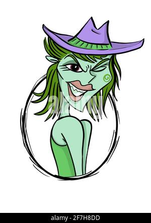 cowgirl mit Haltung handgezeichnete Comic-Figur Illustration Stockfoto