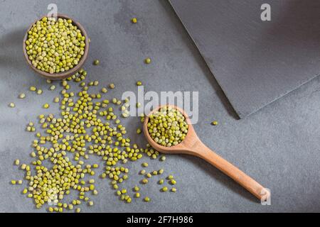 Bean Mung Sorte von Bohnen in grüner Farbe - Vigna Radiata Stockfoto