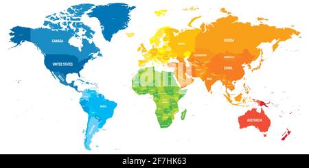 Bunte politische Karte der Welt Stock Vektor