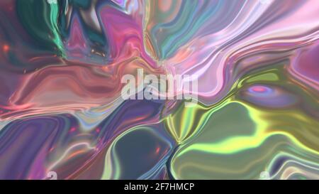 Abstrakter irisierender flüssiger Hintergrund mit Textur. 3d-Bild, 3d-Rendering Stockfoto